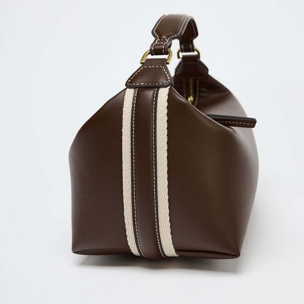 Zara Side Strip Bag Brown NWT - Picture 6 of 9